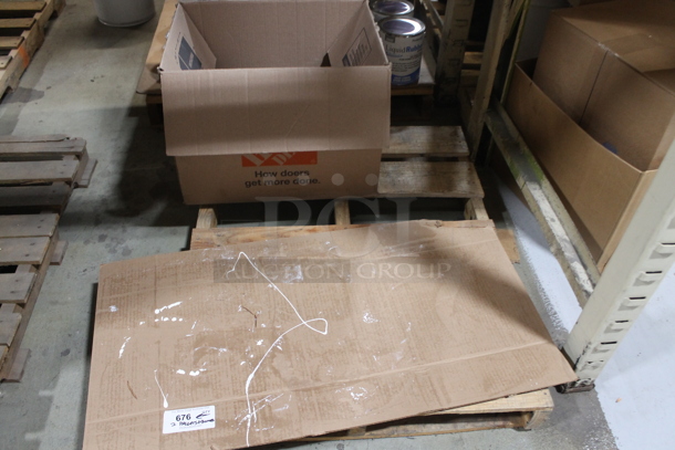 ALL ONE MONEY! TWO PALLET LOT of Various Items Including Poly Trash Can and Cardboard Boxes. BUYER MUST REMOVE. - Image 2 of 8