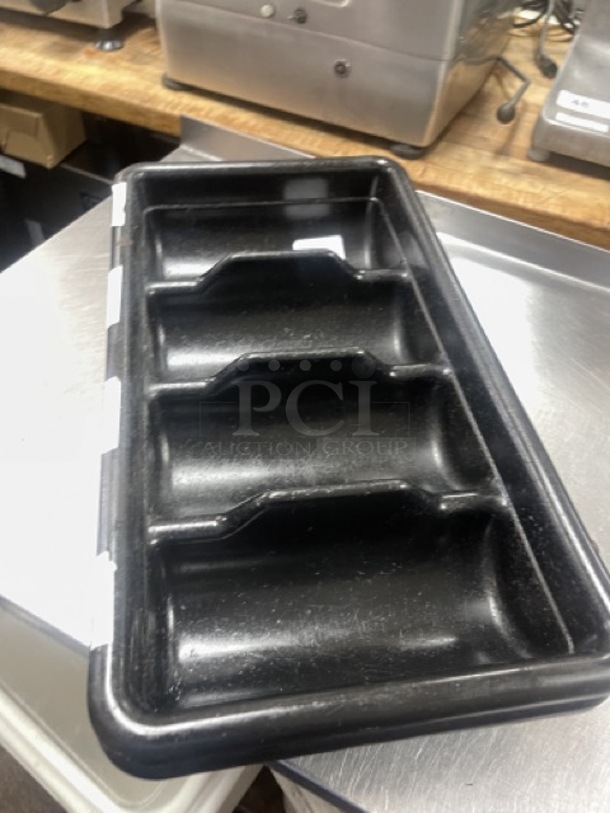 Choice Black 4-Compartment Plastic Cutlery Box / Flatware Bin with Handles - Image 5 of 7
