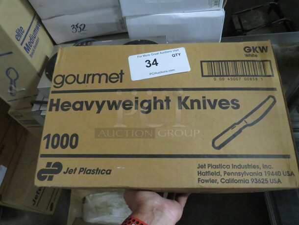 One Box Of NEW 1000ct Individually Wrapped Knives.