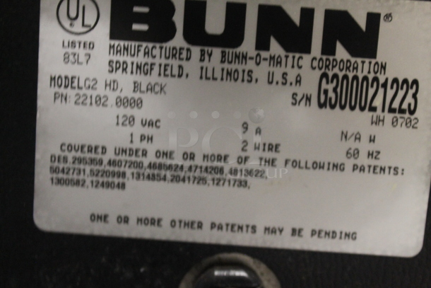 Bunn G2 HD Metal Commercial Countertop Coffee Bean Grinder. 120 Volts, 1 Phase. Tested and Working!
 - Image 5 of 5