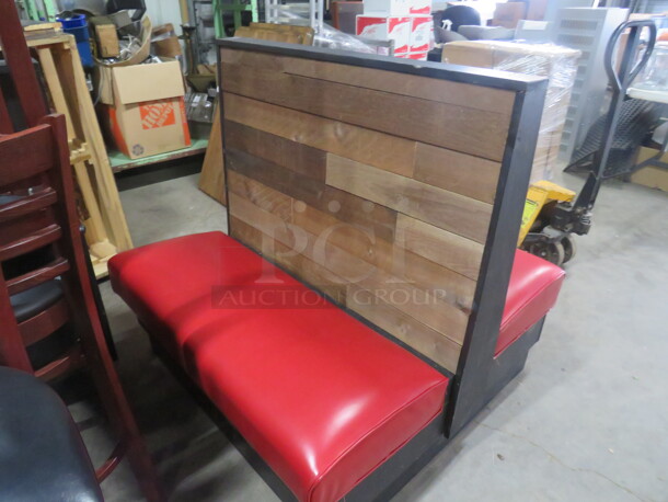 One Wooden Double Sided Booth With A Red Cushioned Seat. 47X45X45.5 - Image 2 of 3