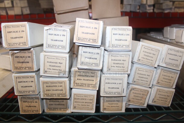 NEW IN BOX! 22 Boxes (24 Count Each) World Tableware Teaspoons, Bouillon Spoons, Iced Teaspoons. 22X Your Bid! 