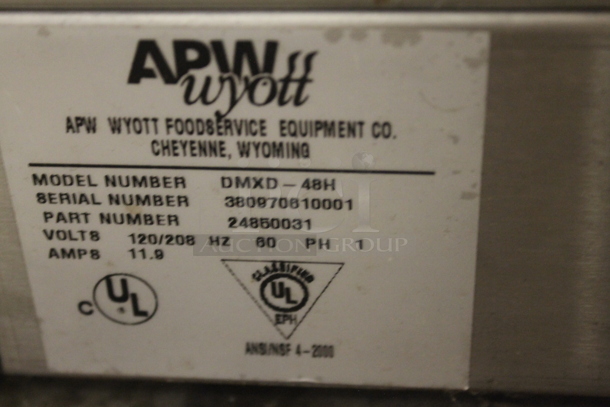 APW Wyott DMXD-48H Metal Commercial Countertop 3 Tier Warming Display Case Merchandiser. 120/208 Volts, 1 Phase.  - Image 6 of 7
