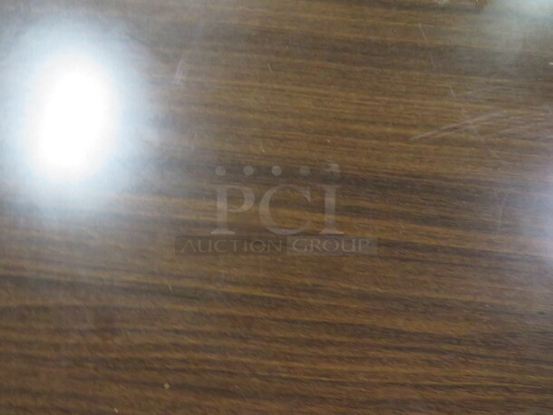 One Brown Laminate Table Top On A Pedestal Base. 30X24X29 - Image 2 of 2