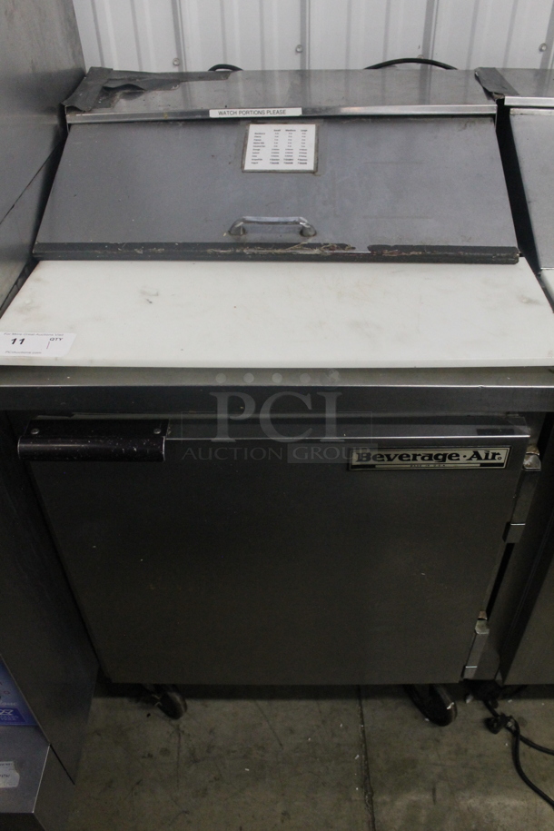 Beverage Air SP27 Stainless Steel Commercial Sandwich Salad Prep Table Bain Marie Mega Top on Commercial Casters. 115 Volts, 1 Phase. Tested and Working! - Image 1 of 6