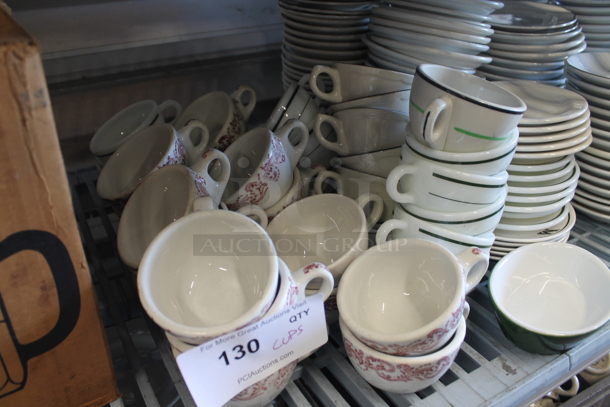 ALL ONE MONEY! Lot of Various White Ceramic Mugs w/ Red and Green Patterns. - Image 2 of 3