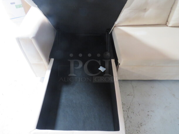 One Sectional White Couch With Storage.  - Image 3 of 5