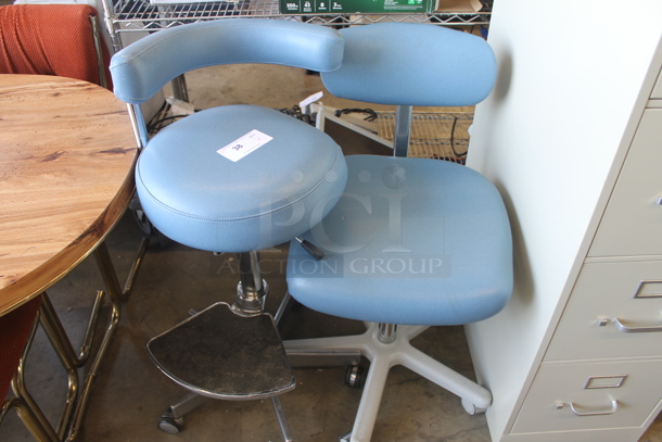 2 Various Blue Chairs on Casters. 2 Times Your Bid! - Image 1 of 3