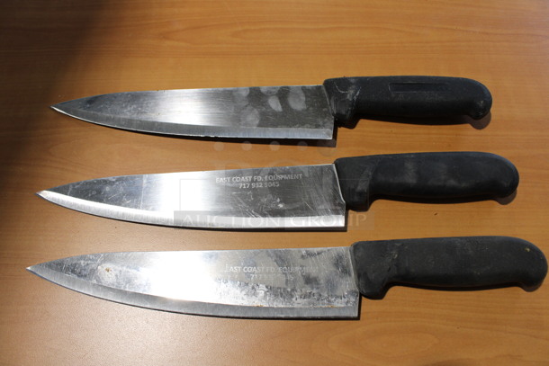 3 Sharpened Stainless Steel Chef Knives. 14