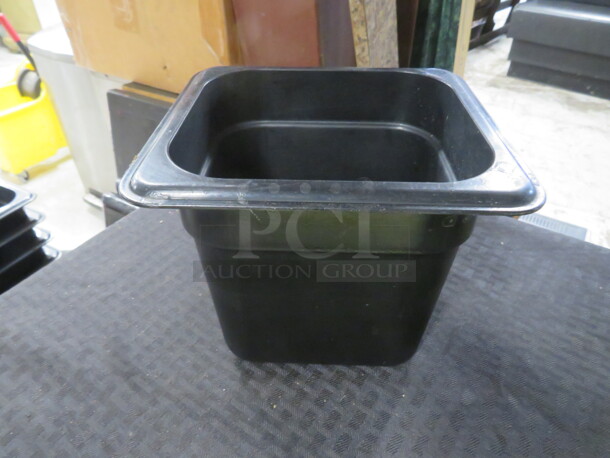 1/6 Size 6 Inch Deep Black Food Storage Container. 3XBID