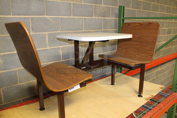 NEW! Commercial Booth Set With Table And 2 Chairs. Set Is 61x23x34 - Image 1 of 1