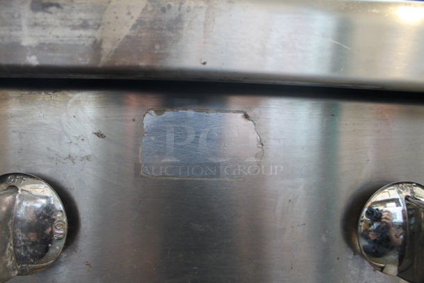 Imperial Stainless Steel Commercial Natural Gas Powered 10 Burner Range w/ 2 Ovens, Over Shelf and Back Splash on Commercial Casters. - Image 11 of 12