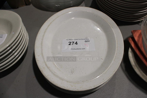 4 White Ceramic Oval Plates. 13.5x11x1. 4 Times Your Bid!
