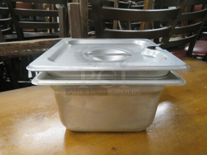 1/6 Size 4 Inch Deep Hotel Pan With Lid. 2XBID