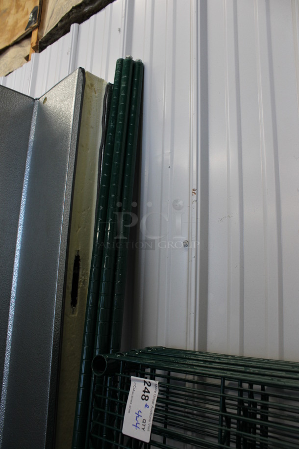 ALL ONE MONEY! Lot of 4 Green Finish Shelves and 4 Green Finish Poles! 60x18x1.5, 87" - Image 4 of 4
