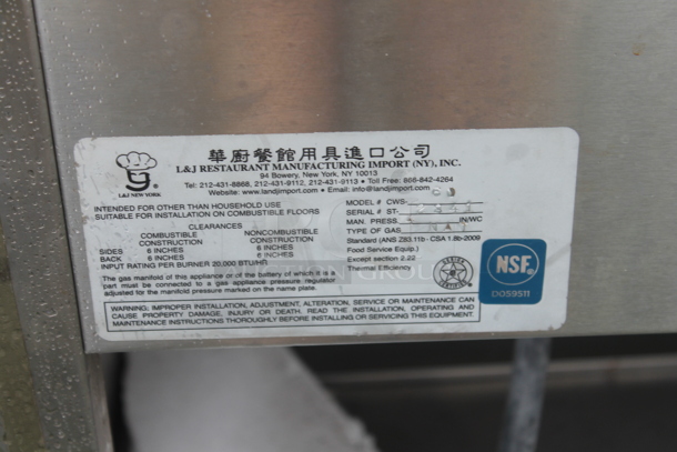 L&J CWS-60 Stainless Steel Commercial Natural Gas Powered Steam Table w/ Under Shelf.  - Image 2 of 4