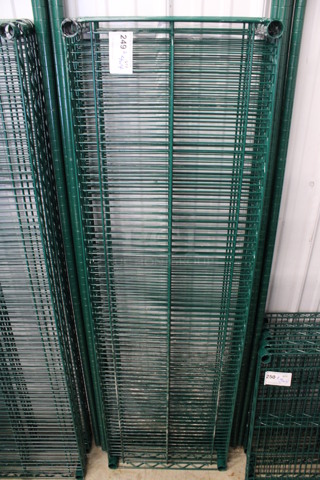ALL ONE MONEY! Lot of 4 Green Finish Shelves and 4 Green Finish Poles! 60x18x1.5, 75"
