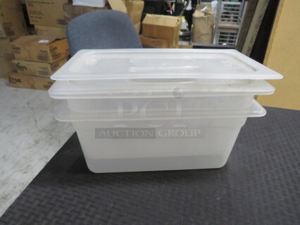 1/3 Size 6 Inch Deep Clear Food Storage Container With  Lid. 2XBID