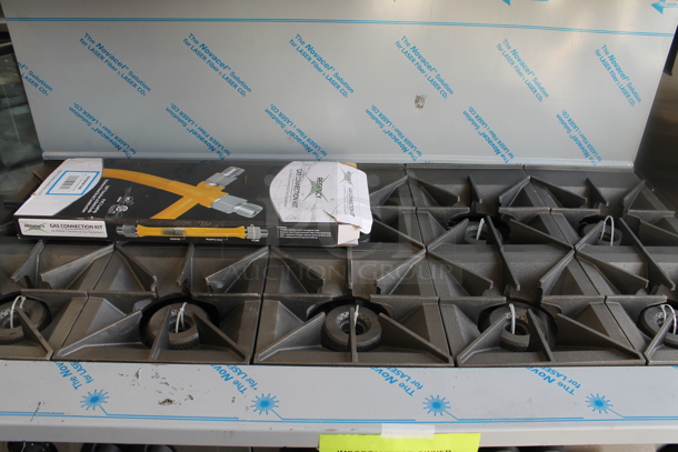 BRAND NEW SCRATCH AND DENT! Vulcan 60SS-10BN Stainless Steel Commercial Natural Gas Powered 10 Burner Range w/ 2 Ovens, Over Shelf and Back Splash.  - Image 2 of 9