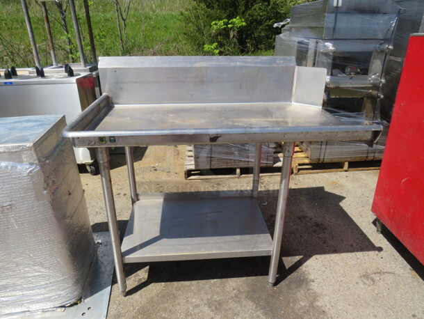 One Stainless Steel Clean Side Dishwasher Table With Under Shelf. 51X32X45