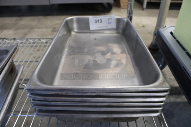 6 Stainless Steel Drop In Bins. 10x16.5x2.5. 6 Times Your Bid!