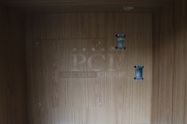 BRAND NEW! Steel City Two-Section Desk In Wood Style Finish With Knockout Electrical Boxes. - Image 2 of 3