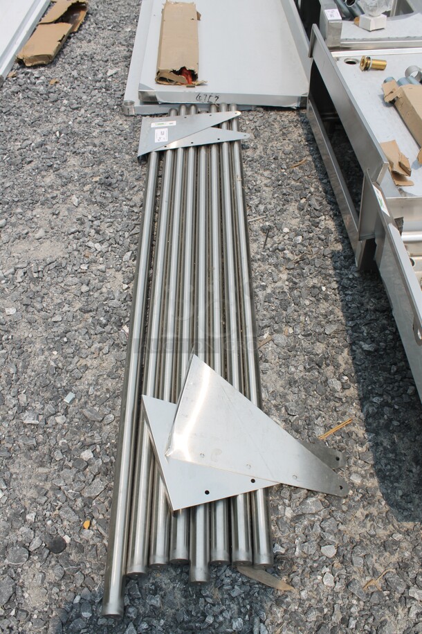 BRAND NEW SCRATCH AND DENT! Regency 600TWMS1672 Commercial Stainless Steel Tubular Wall Mounted Shelf - Image 2 of 6