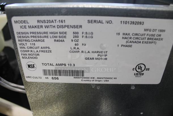 2015 Manitowoc RNS20AT-161 Commercial Stainless Steel Electric Countertop Ice Maker With Dispenser. 115V.  - Image 4 of 7