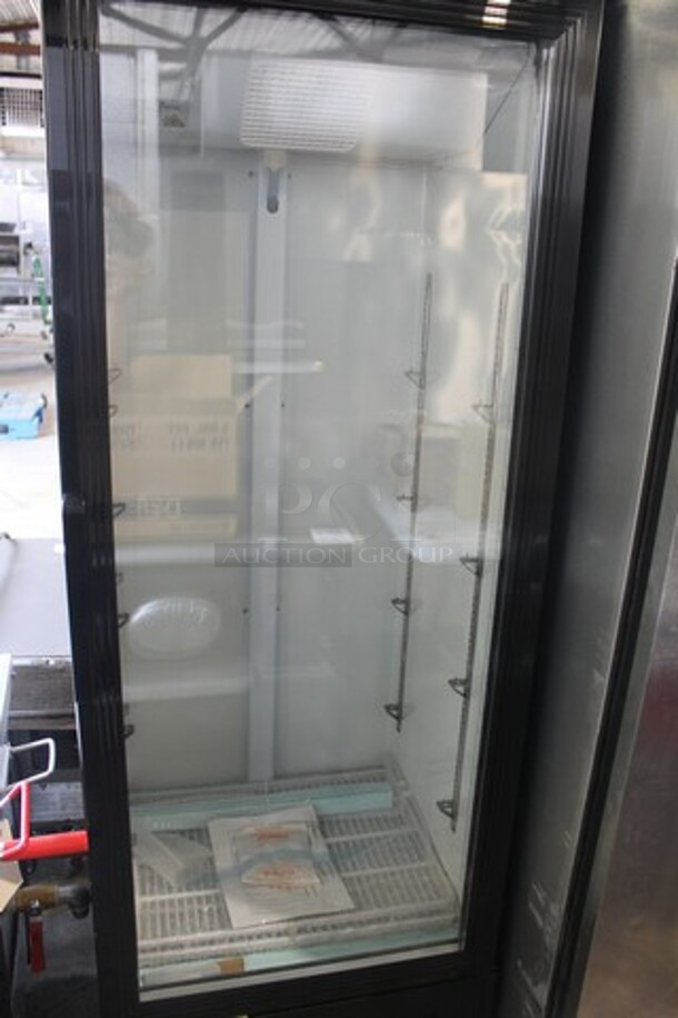 BRAND NEW SCRATCH AND DENT! Avantco 178GDC15HCB Metal Commercial Single Door Reach In Cooler Merchandiser w/ Poly Coated Racks. 115 Volts, 1 Phase. Tested and Working! - Image 2 of 9