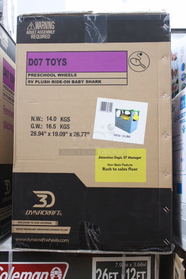 DYNACRAFT PRESCHOOL WHEELS - 6V PLUSH RIDE-ON BABY SHARK - 8606-24JWA.  17.72 x 30.71 x 26.77 Inches - Image 4 of 4