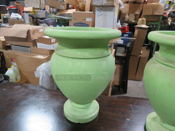 One Lime Green Ceramic Pot.