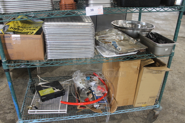 ALL ONE MONEY! Metro Lot of Various Items Including Metal Half Size Baking Pans, Stainless Steel Drop In Bins, Poly Trays. Does Not Include Shelving Unit. - Image 7 of 11