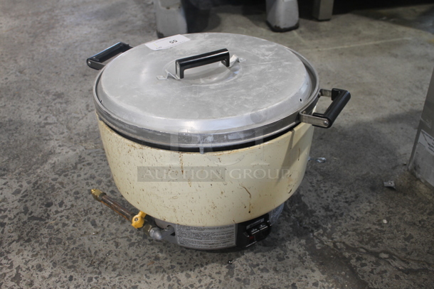 Rinnai RER-55AS-N Commercial Natural Gas Countertop Rice Cooker, Cream With Steel Lid. 35,000BTU.   - Image 1 of 6