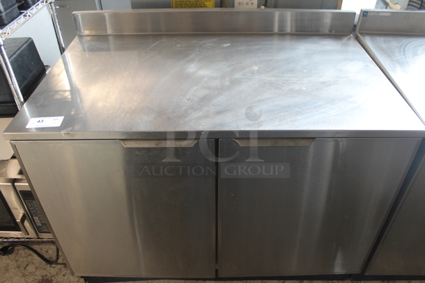 Duke RUF-48 Stainless Steel Commercial 2 Door Work Top Cooler w/ Back Splash. 120 Volts, 1 Phase. Tested and Working! - Image 1 of 6