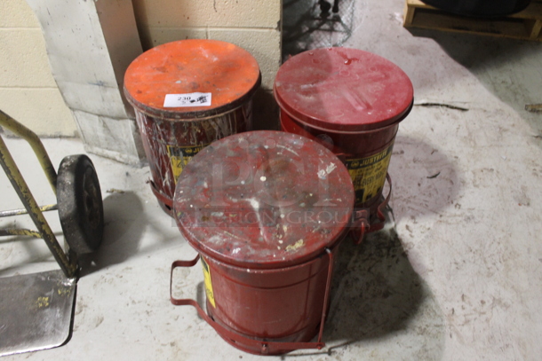ALL ONE MONEY! Lot of 3 Red Metal Barrels.  - Image 1 of 3