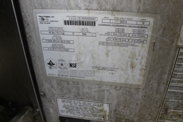 2015 Pitco Frialator SG14 Stainless Steel Commercial Floor Style Natural Gas Powered Deep Fat Fryer on Commercial Casters. 110,000 BTU. - Image 4 of 4