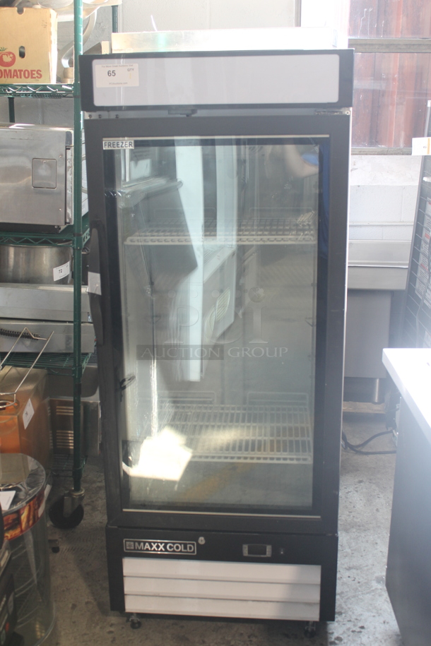 Maxx Cold MXM1-12FHC Commercial Merchandiser One Door Freezer With Polycoated Shelves White With Black Trim. 115V, 1 Phase. Tested and Powers On But Does Not Get Cold - Image 1 of 8