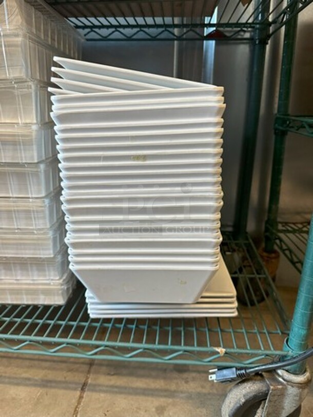 ALL ONE MONEY! Lot of 29 White Poly Long Trays - Image 4 of 4