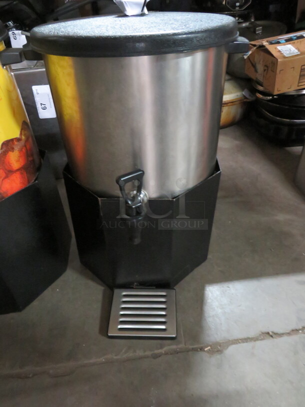 One Stainless Steel Commercial Tea Satellite With Lid, Spigot And Stand.  - Image 1 of 2