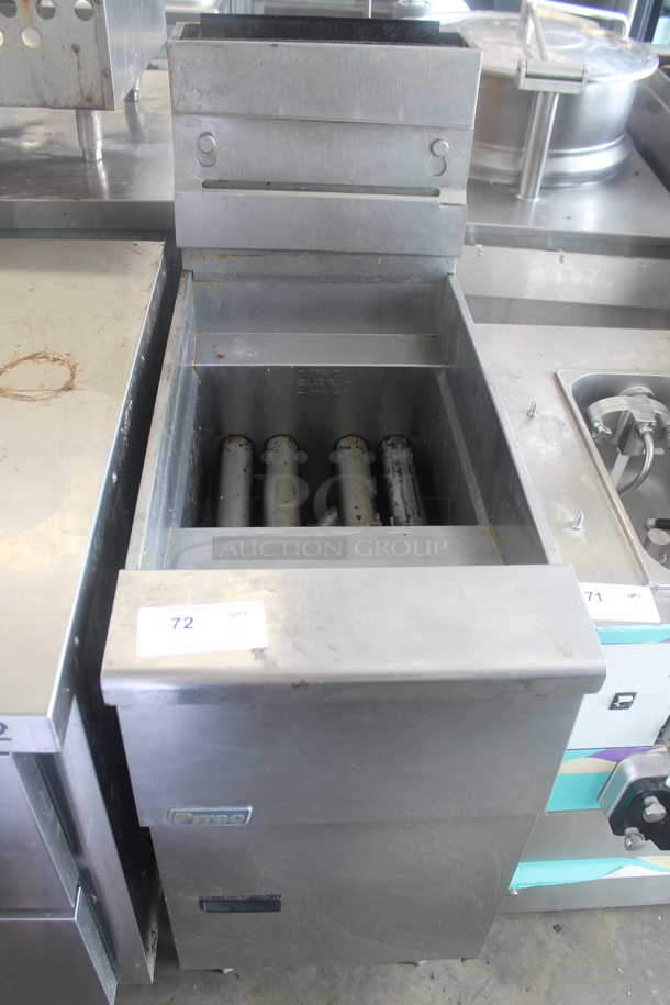 2012 Pitco Frialator SG14 Stainless Steel Commercial Floor Style Natural Gas Powered Deep Fat Fryer on Commercial Casters. 110,000 BTU. - Image 1 of 6