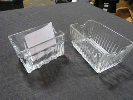 One Lot Of 10 Assorted Glass Sugar Pack Holders.