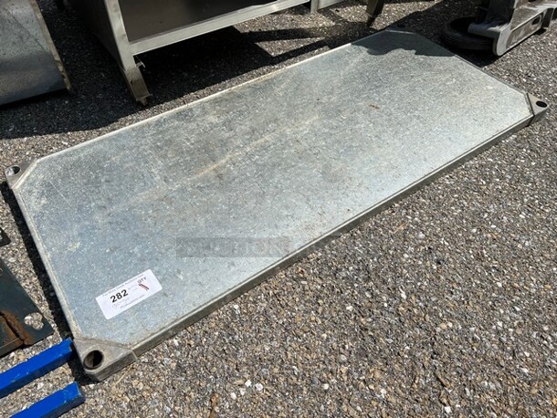ALL ONE MONEY! Lot of 6 Metal Rods, 2 Blue Shelving Unit Poles and Metal Under Shelf. Includes 48x21x1.5 - Image 3 of 3