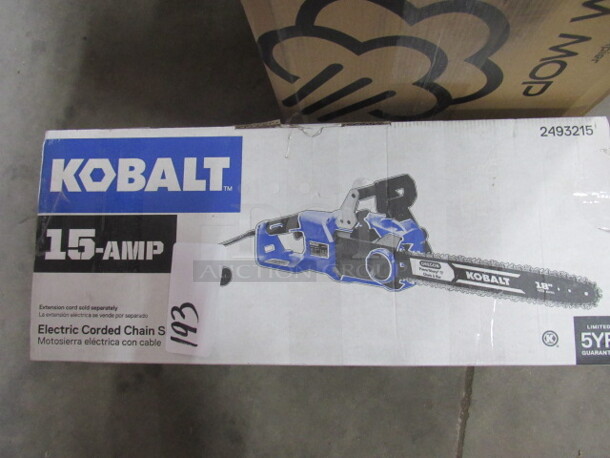 One Kobalt Electric 18 Inch Chainsaw. 15amp.