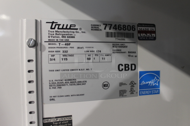 2013 True T-49F Commercial Stainless Steel Two Door Reach In Freezer With Polycoated Racks on Commercial Casters. 115V, 1 Phase. Tested and Working! - Image 6 of 7