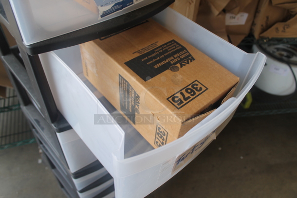 Clear and Black Poly 10 Drawer Filing Cabinet w/ Contents. - Image 7 of 8