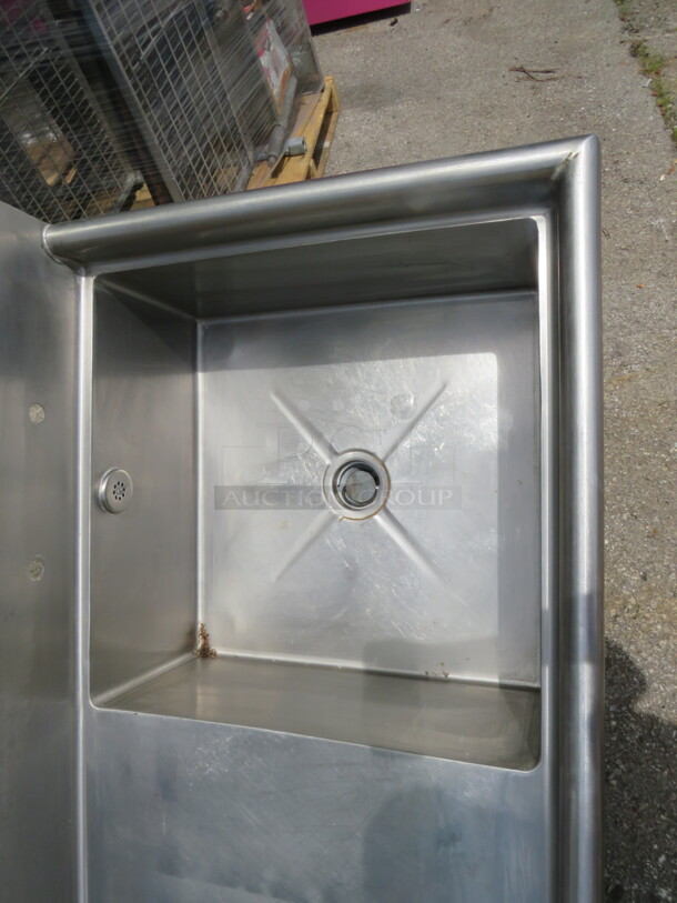 One Stainless Sink With  Left Side Drain Board. 45X29X40. Legs Need Reattached. Sink 24X24X11.  - Image 2 of 3