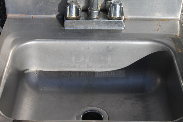 Griffin Stainless Steel Commercial Single Bay Wall Mount Sink w/ Faucet and Handles. - Image 3 of 4