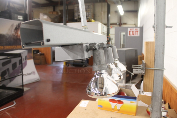 Wood Pattern Table w/ Metal Light Fixture. BUYER MUST REMOVE. - Image 6 of 6