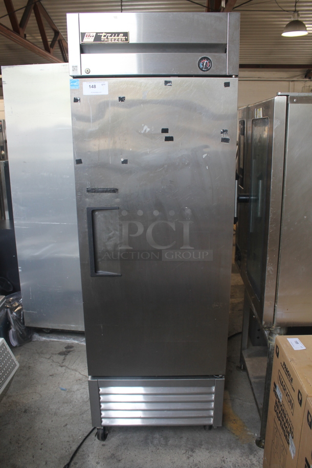 2013 True T-23F Commercial Stainless Steel Single Door Reach In Freezer With Polycoated Shelves On Commercial Casters. 115V, 1 Phase. Tested and Working! - Image 1 of 5