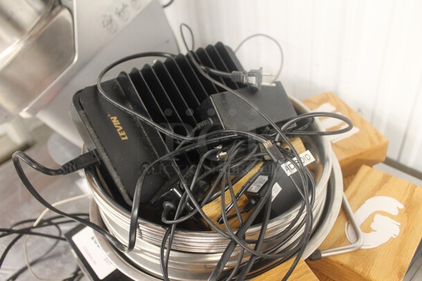 ALL ONE MONEY! Lot of Cash Drawer, Stainless Steel Bowls, Wooden Blocks With Letters, Box Of Universal Pens, Silicone Bristle Basking Brush AND MORE!  - Image 2 of 3